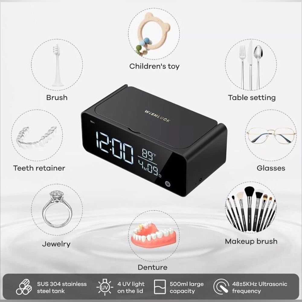 Jewelry Cleaner Machine - 48KHz/24W - Black with LED Display